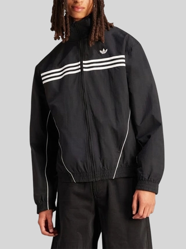 Adidas Flames Three Striper Zip Up Jacket Black