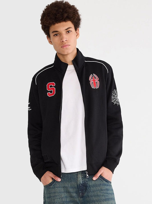 Aeropostale Marvel Spider Man Black Fleece Track Jacket