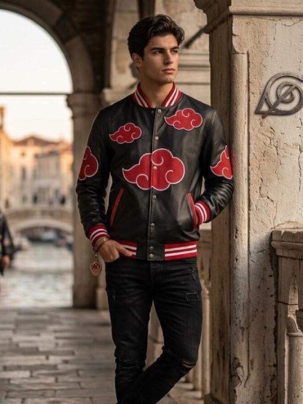 Akatsuki varsity bomber Leather jacket