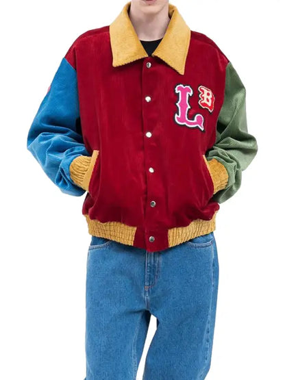 Alan Men’s Multi Color Leather Varsity Jacket