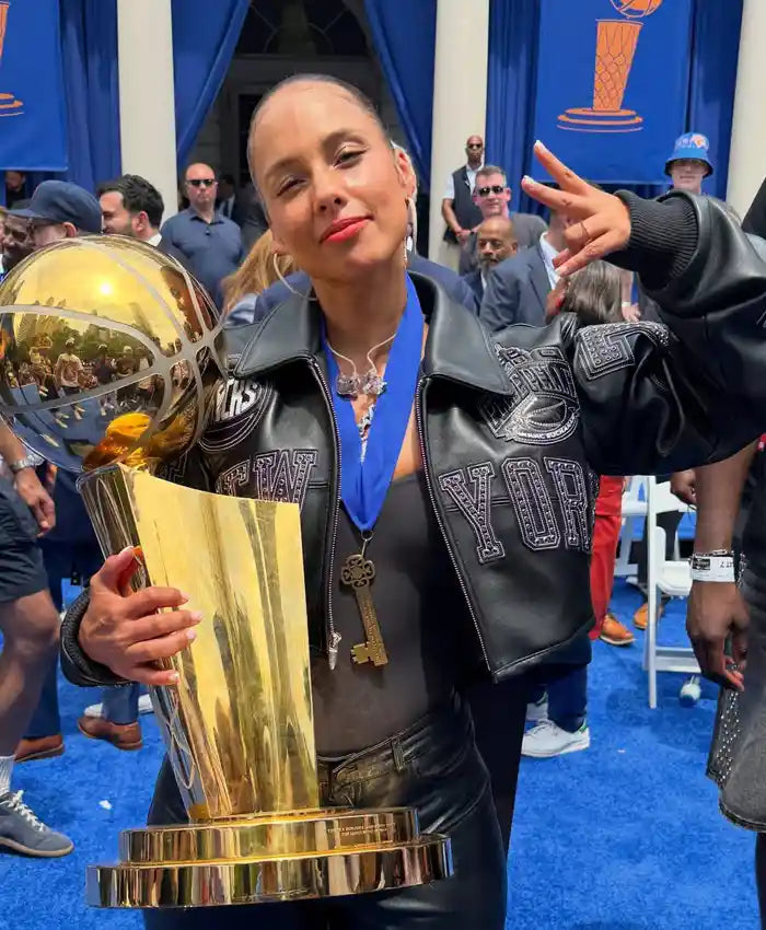 Alicia Keys custom cropped Pelle Pelle jacket