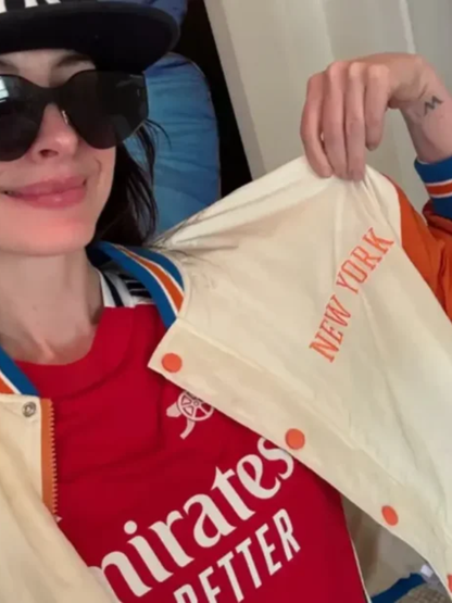 Anne Hathaway New York Knicks Varsity Bomber Jacket