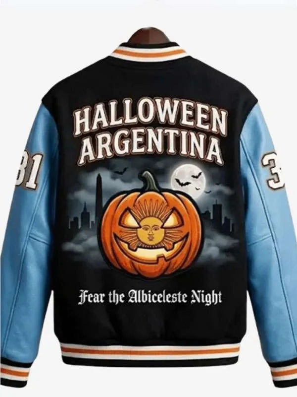 Argentina Halloween Blue and Black Varsity Bomber Jacket
