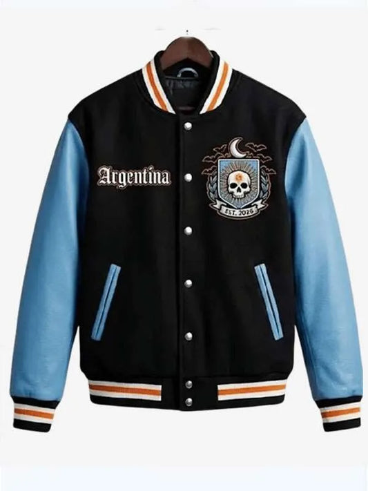 Argentina Halloween Blue and Black Varsity Jacket