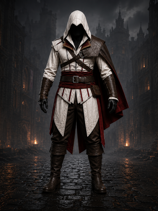 Assassin Creed inspired leather hooded trench coat