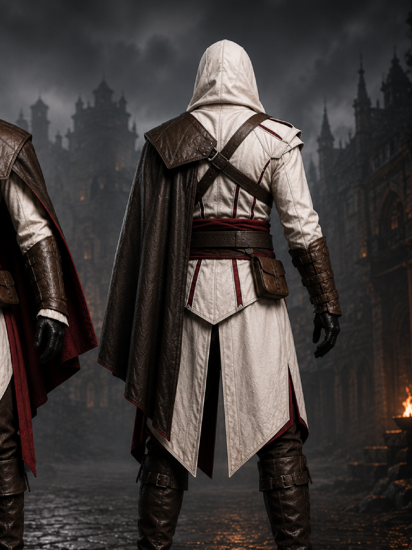 Assassin's Creed Inspired Leather Hooded Trench Coat for Men
