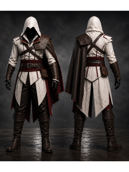 Assassin's Creed Style Long Hooded Coat LARP & Cosplay Leather Jacket