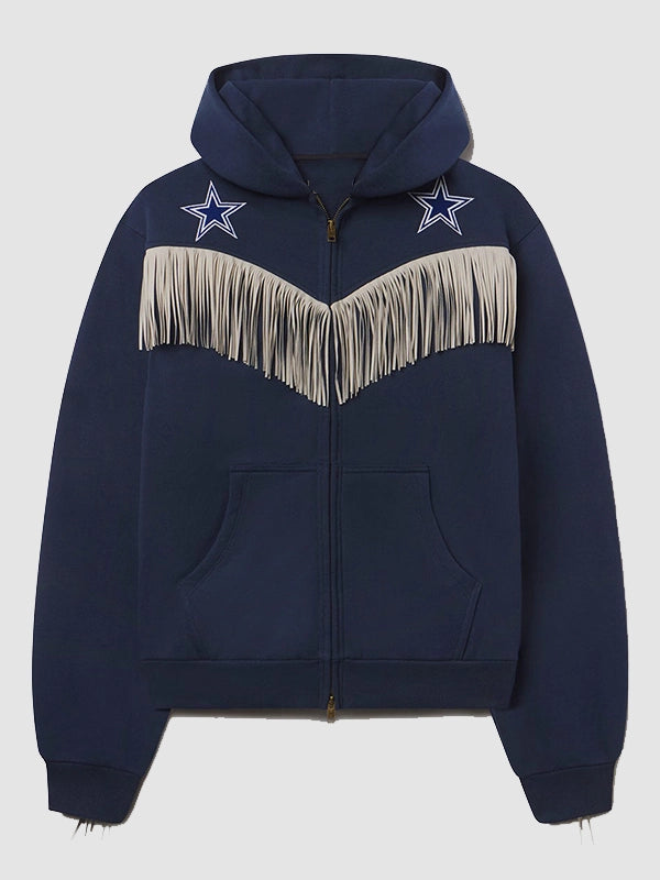 Austin Post x Dallas Cowboys Fringed Full Zip Hoodie