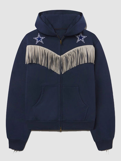 Austin Post x Dallas Cowboys Fringed Full Zip Hoodie