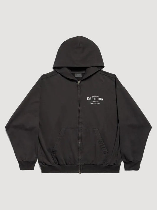 Balenciaga X Erewhon Los Angeles Zip Up Hoodie Black