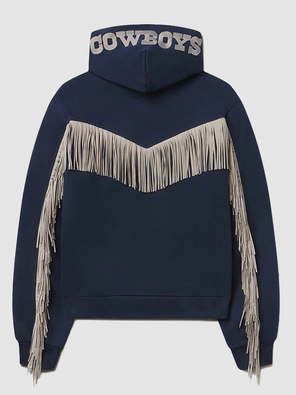 Beige Fringed Dallas Cowboys Full Zip Fleece Hoodie 2026