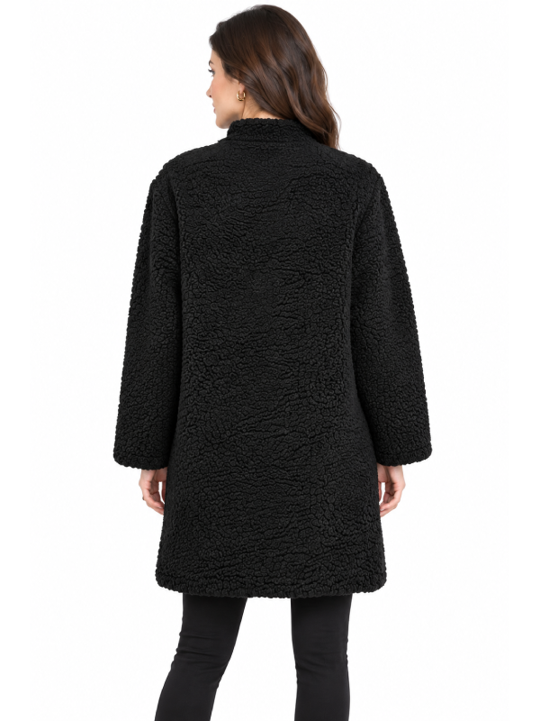 Women Black Curly Lamb Fur Long Coat