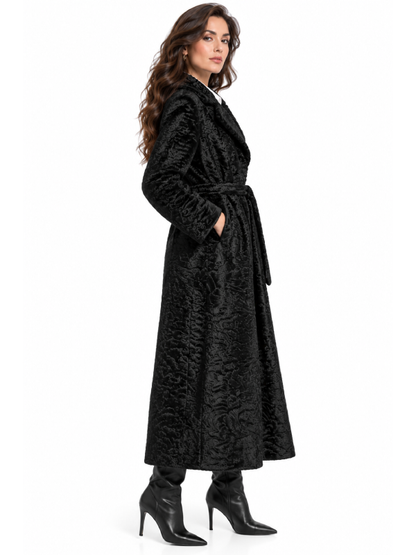 Black Belted Swakara Fur Coat