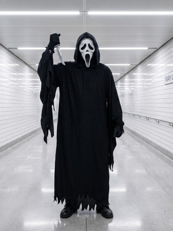 Black Hooded Robe Ghostface Halloween Costume