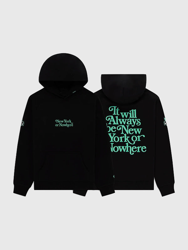 Black Liberty Motto Fleece Hoodie New York or Nowhere