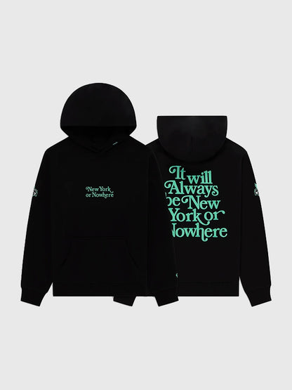 Black Liberty Motto Fleece Hoodie New York or Nowhere