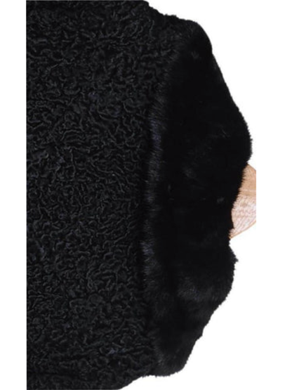 Black Persian Lamb Fur Coat Men’s Winter Coat with Mink Fur Collar