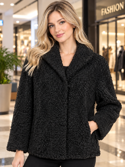 Black Persian Lamb Fur Coat for Women