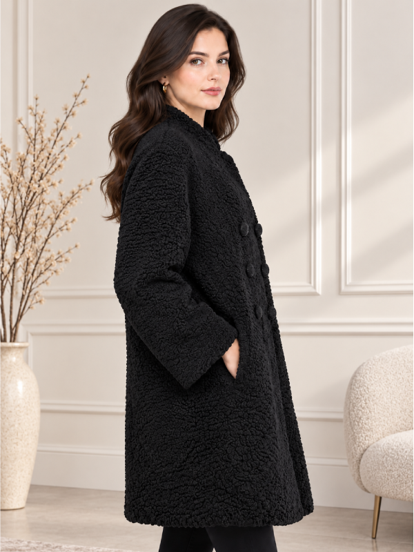 Black Persian Lamb Winter Fur Jacket for Women