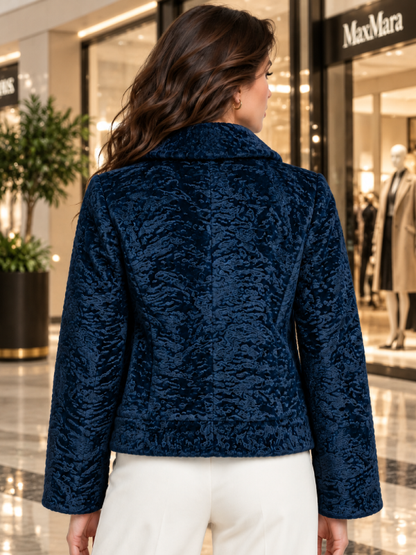 Blue Fur Short Jacket for Women