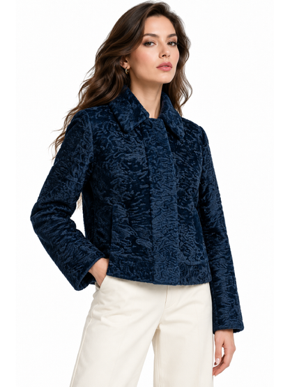 Blue Persian Lamb Fur Coat for Women