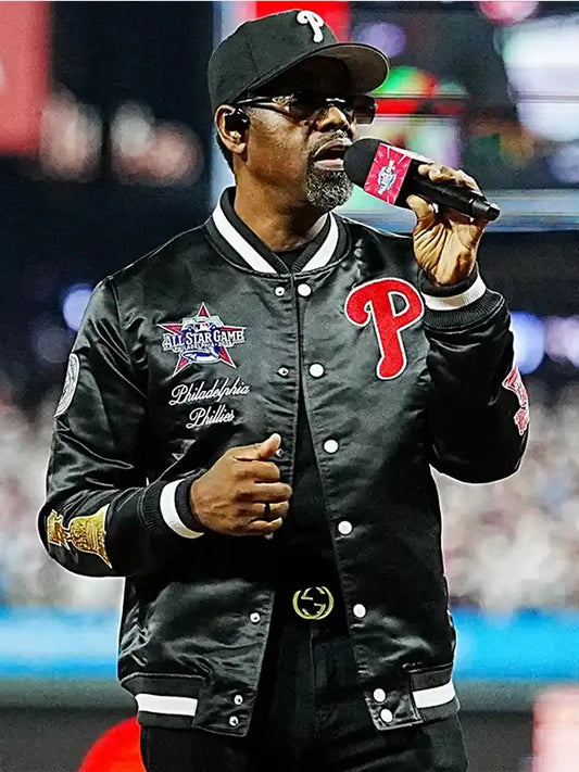 Boyz II Men Philadelphia Phillies MLB All Star Game 2026 Black Satin Varsity Jacket