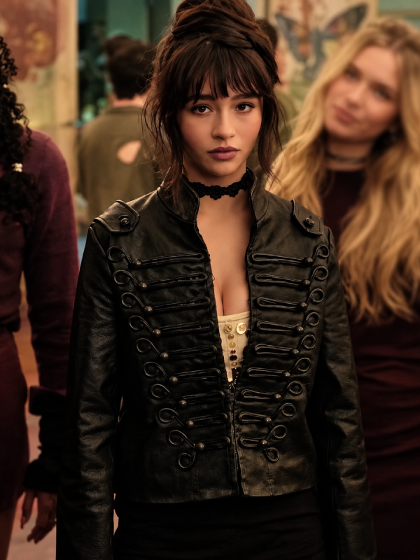 Briar Coven Academy S01 Black Leather Military Jacket