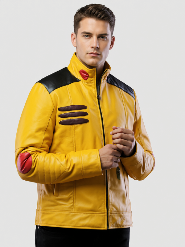 Bright Yellow Leather Jacket Pikachu Inspired Design