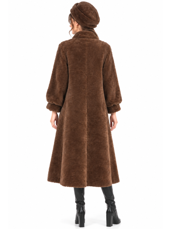 BrownPersianLambFurCoatforWomenwithMinkCollar