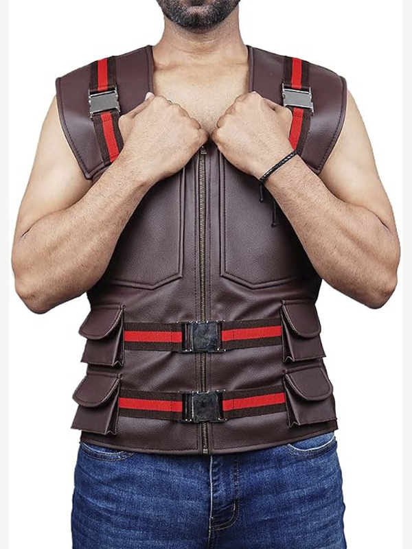 Brown Faux Leather Superhero Cosplay Tactical Armor Vest