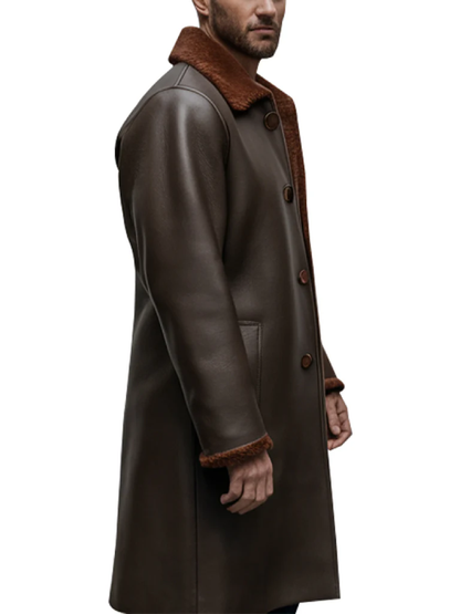 Brown Shearling Lined Leather Coat 2026