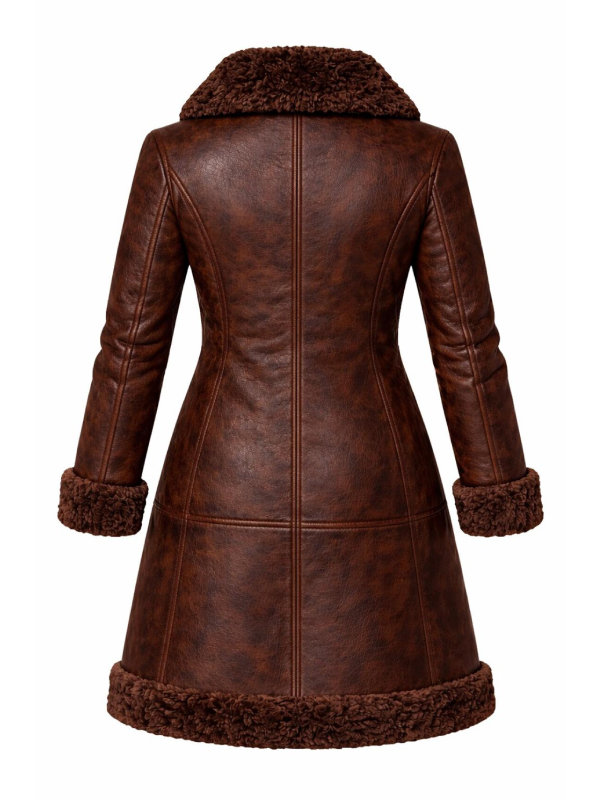 Brown Sheepskin Leather Trench Coat