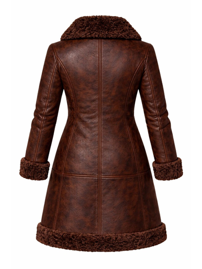 Brown Sheepskin Leather Trench Coat