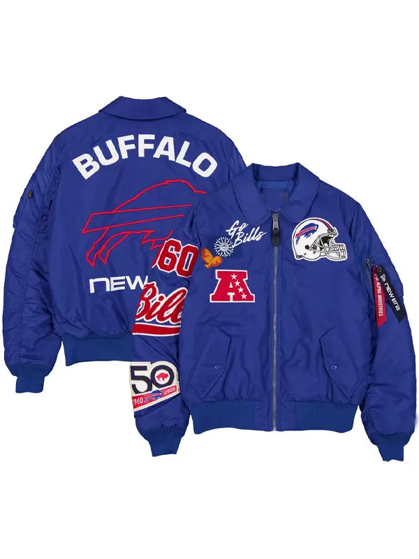 Buffalo Bills New Era x Alpha Industries Royal MA 1 Bomber Jacket