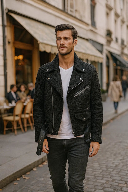 Mens Black Persian Lamb Jacket | Bold Biker Style – TheBuyerInn