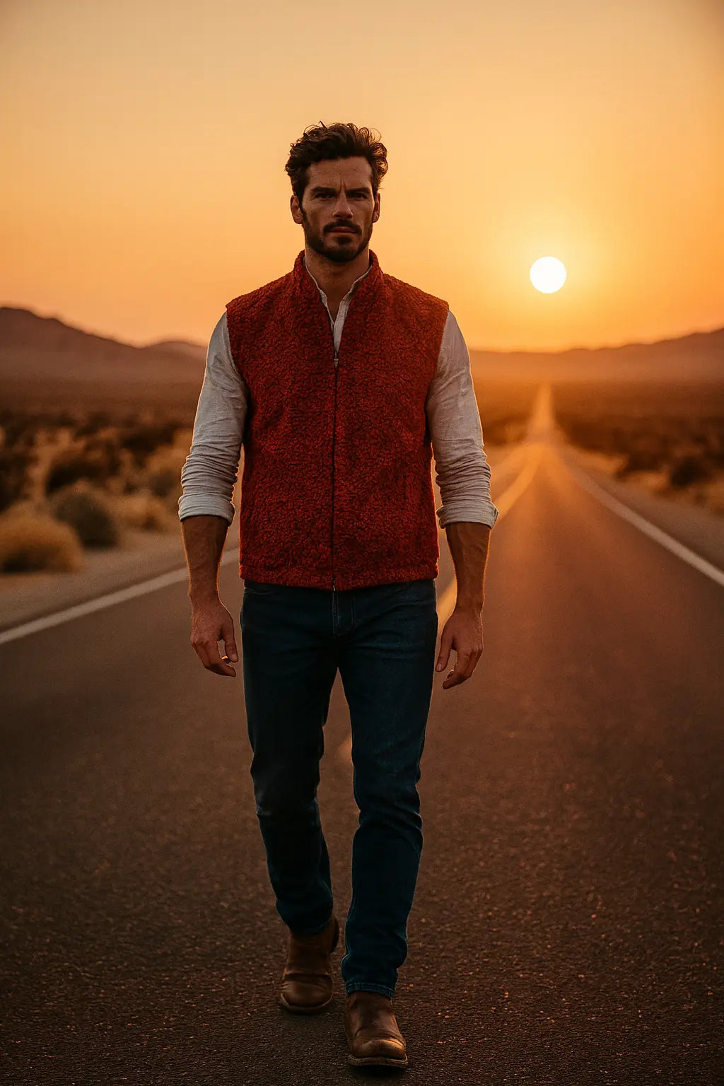 Men's Red real Persian Lamb Fur vest