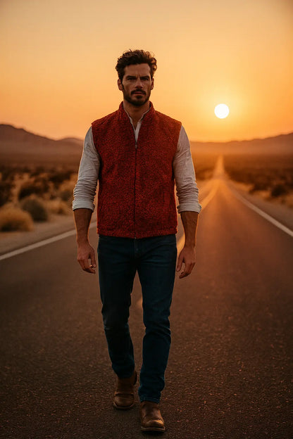 Men's Red real Persian Lamb Fur vest