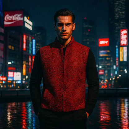 Men's Red real Persian Lamb Fur vest