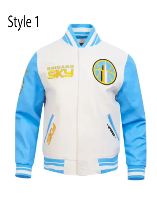 Chicago Sky Classics Retro White and Blue Varsity Jacket
