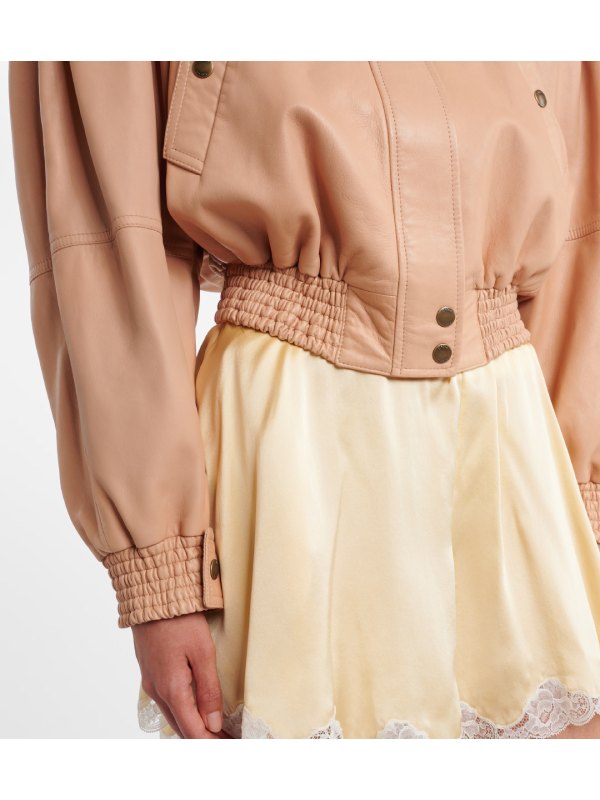 Chloé Scarf-detail cropped leather Bomber jacket