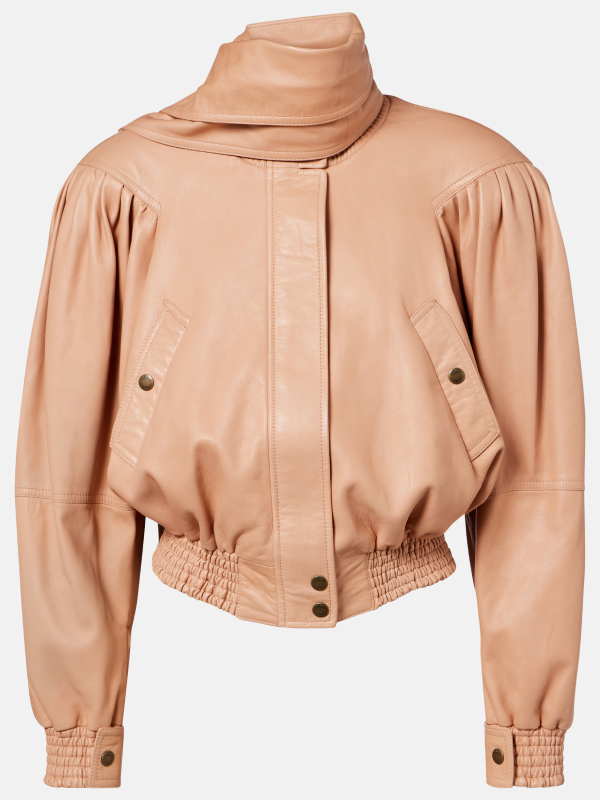 Chloé Scarf-detail cropped leather jacket