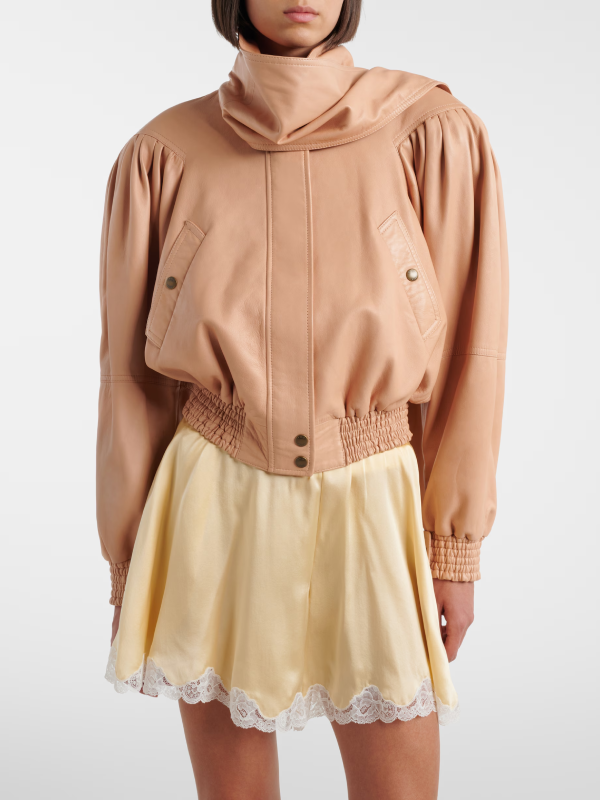 Chloé Scarf detail cropped leather jacket