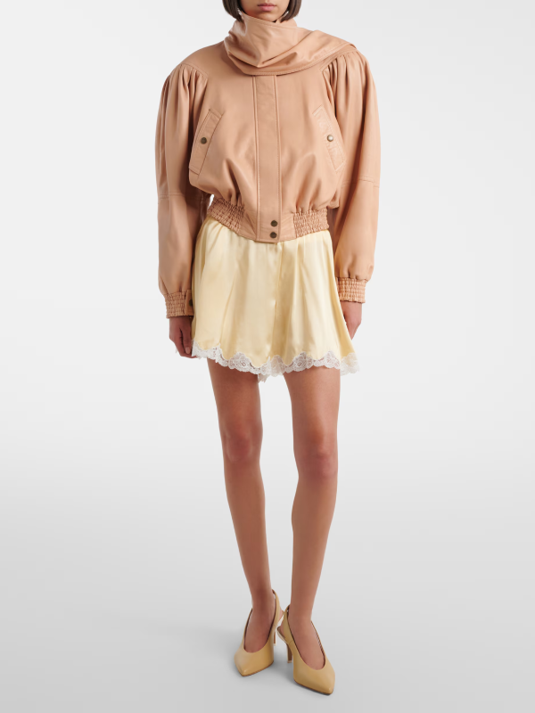 Chloé Women's Natural Scarf-Detail Cropped Leather Ja