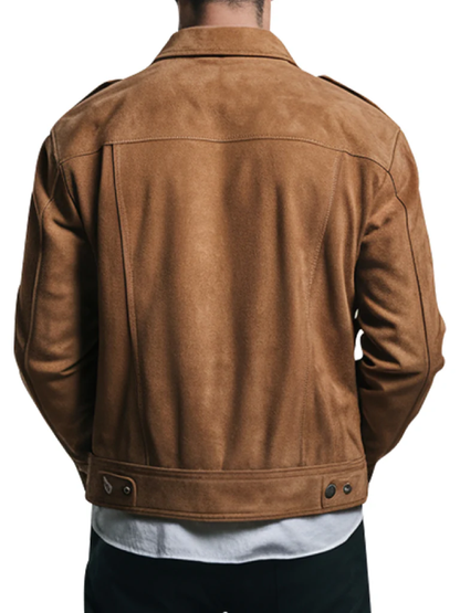 Classic Men Camel Brown Suede Jacket 2026