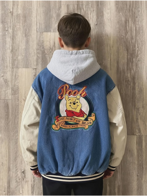 Classic Vintage Winnie the Pooh Varsity Denim Jacket