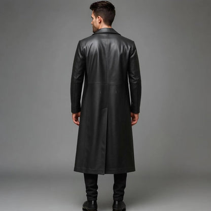 Steampunk Gothic Genuine Leather Trench Coat for Men
