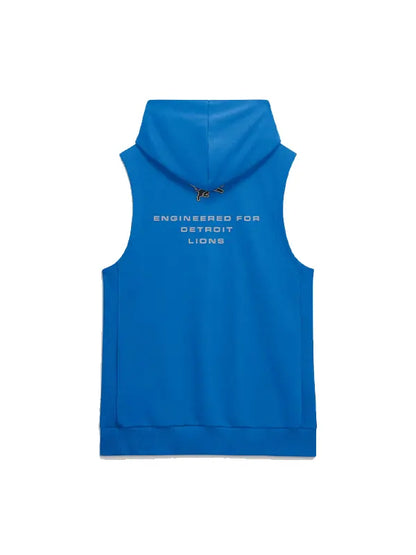 Detroit Lions NFL Sideline Sleeveless Training Dri Fit Royal Blue Hoodie