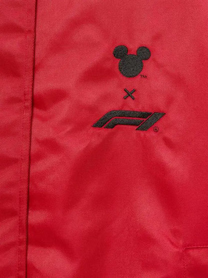 Disney F1 Womens Red Puffer Full Snap Jacket 2026