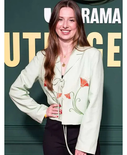 Ellie Heydon Outrageous UK Premiere Event Green Floral Jacket
