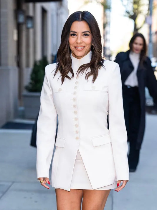 Eva Longoria NYC 2026 White Blazer